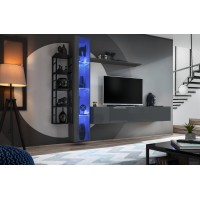 Гостиная стенка SWITCH M7 ASM MEBLE графит/черный/графит глянец