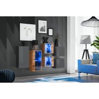 Тумба (комплект) SWITCH SB4 ASM MEBLE графіт/дуб вотан