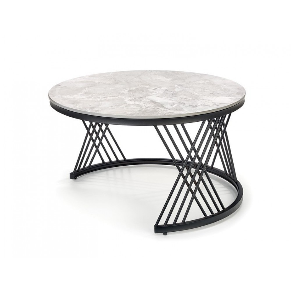 Журнальный столик (комплект 2 шт.) FLAMINGO Halmar пепельный мрамор/черный