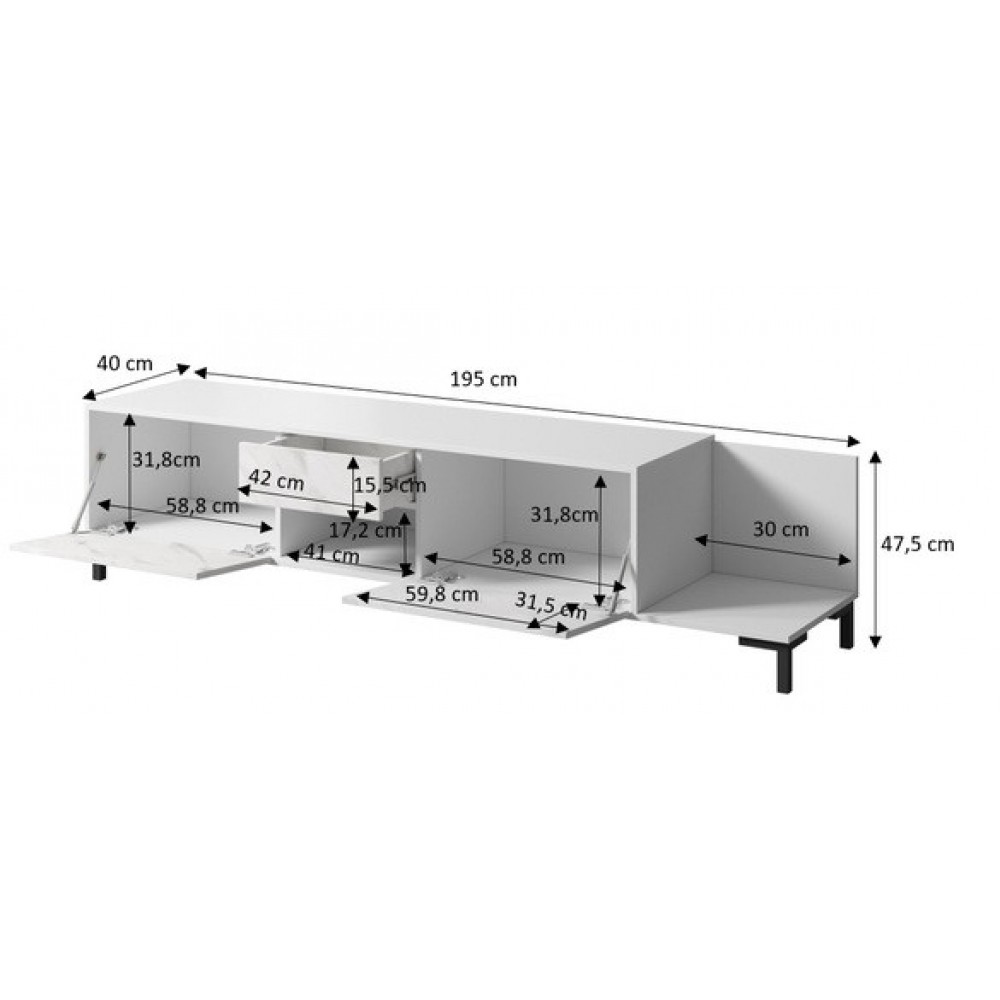 Тумба под ТВ MARMO 2D1S1K Cama черный мат/черный мрамор Тумба под ТВ MARMO 2D1S1K Cama черный мат/черный мрамор