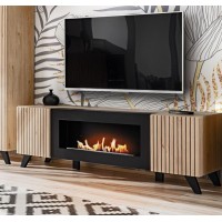 Тумба под ТВ с биокамином LIAM ASM MEBLE хикори Джексон/черный