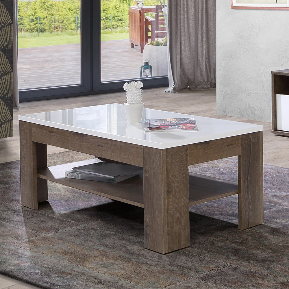 Журнальный столик CFTT5016-M156 WHITE SEA Forte белый/коричневый
