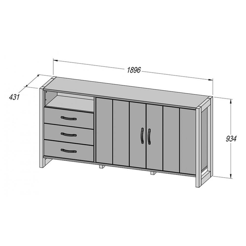 Комод NTEK331-C473 NOTE Forte бежевий/графітовий Комод NTEK331-C473 NOTE Forte бежевий/графітовий