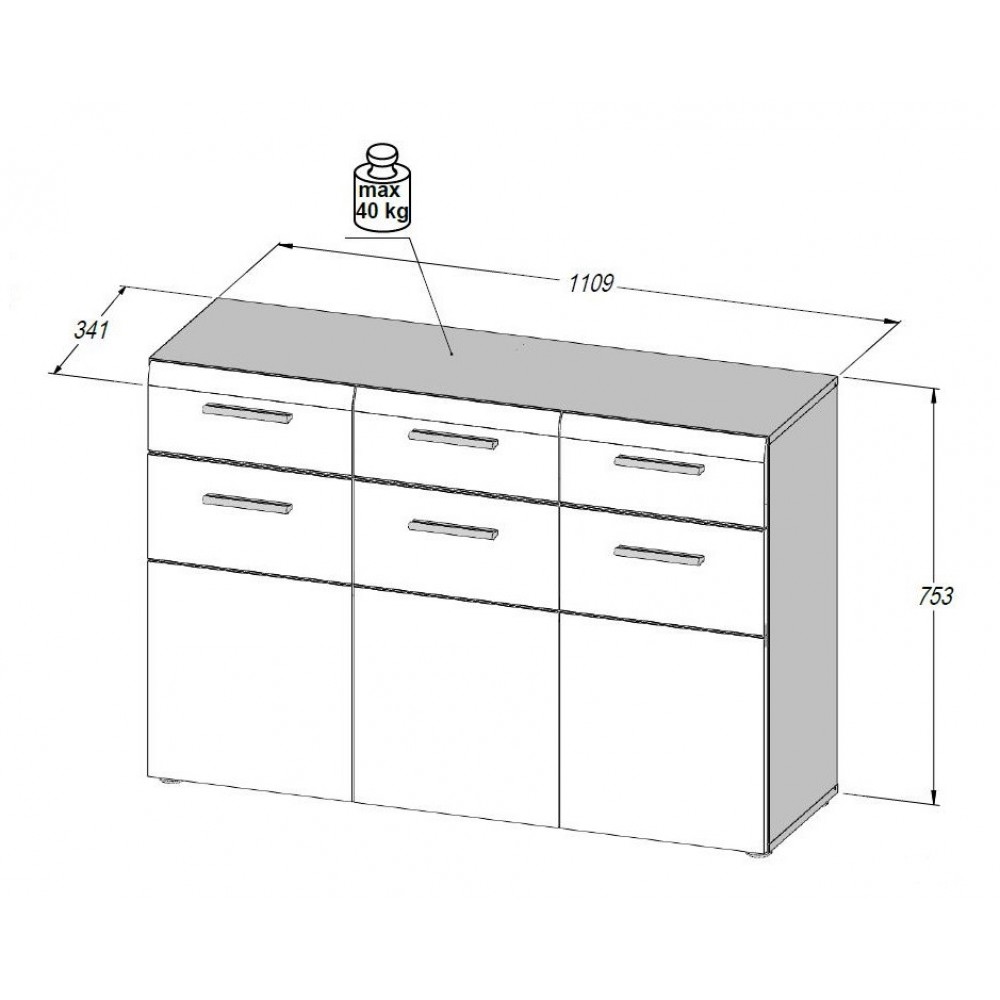 Комод STXK13-Q86 SLATE Forte белый