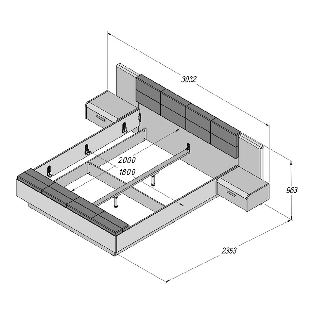 Кровать BRML1181-C540 BARMENDA Forte бежевый/белый/серый