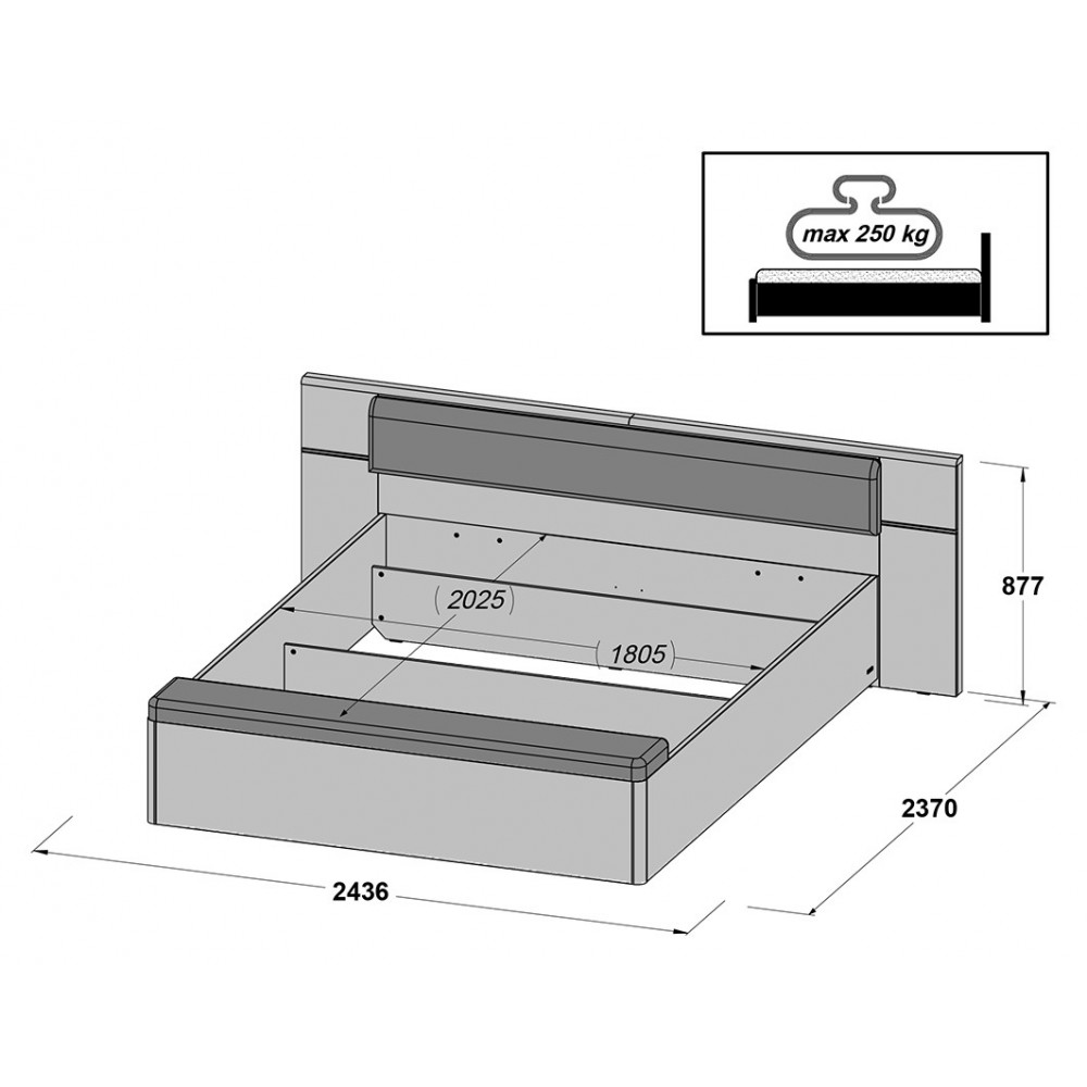 Кровать PLBL183B-C347X PALM BEACH Forte белый/серый
