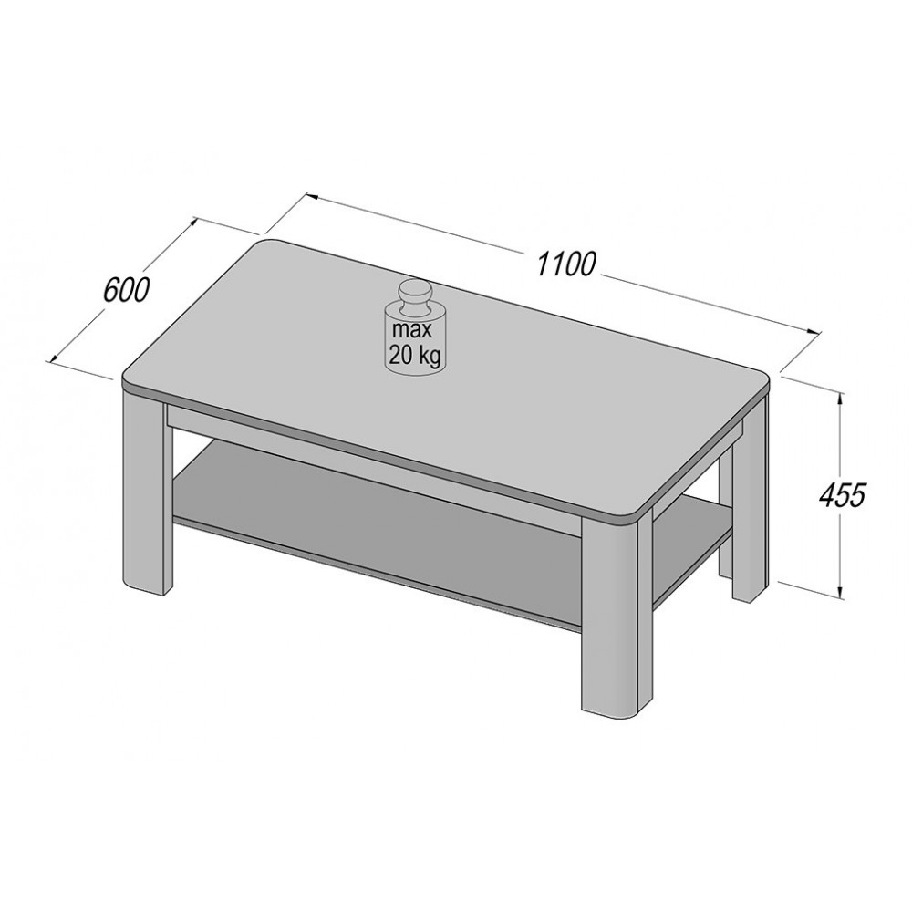 Журнальний столик FLOT12-C469 TOMASSO Forte білий/сірий