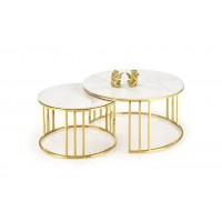 Журнальный столик (комплект) MERCURY 3 белый мрамор/золотой Halmar