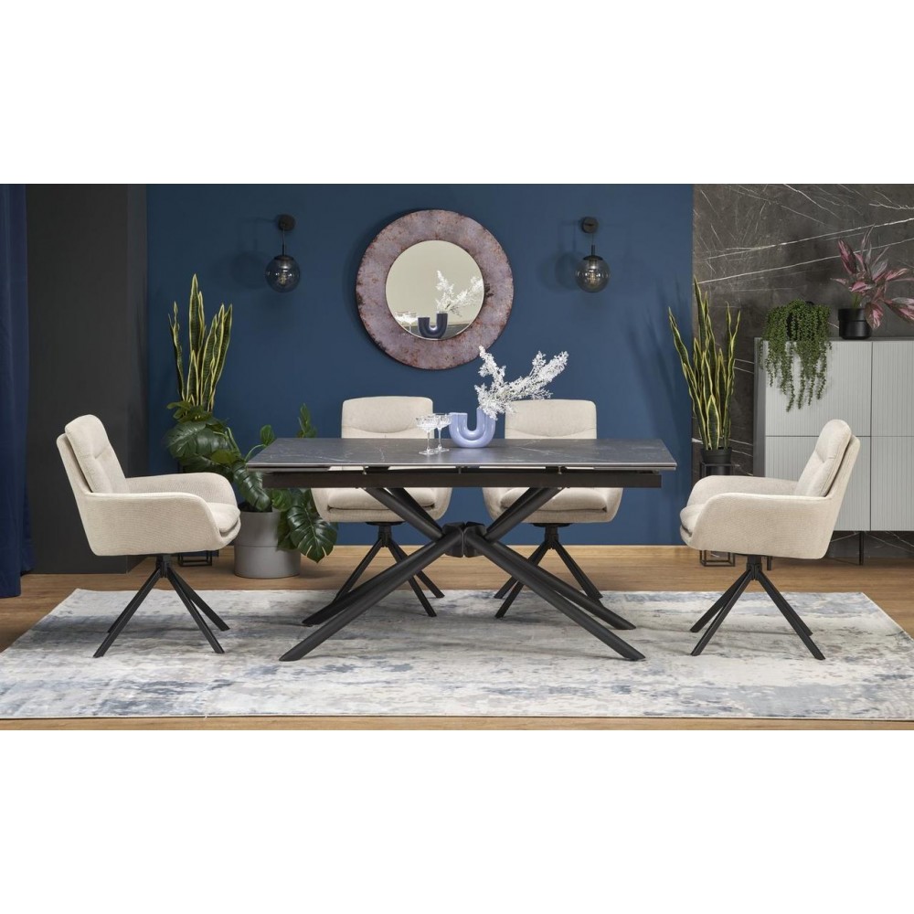 Стол VITORINO черный мрамор/черный Halmar