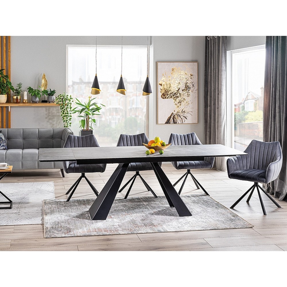 Стіл SALVADORE Ceramic Signal сірий мармур/чорний мат