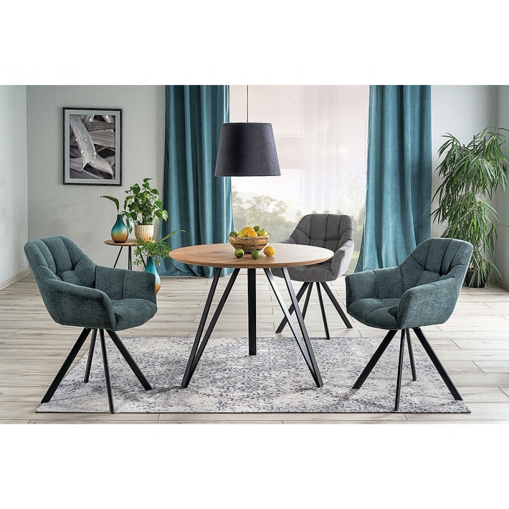 Стіл TETIS 100×100 Signal дуб/чорний