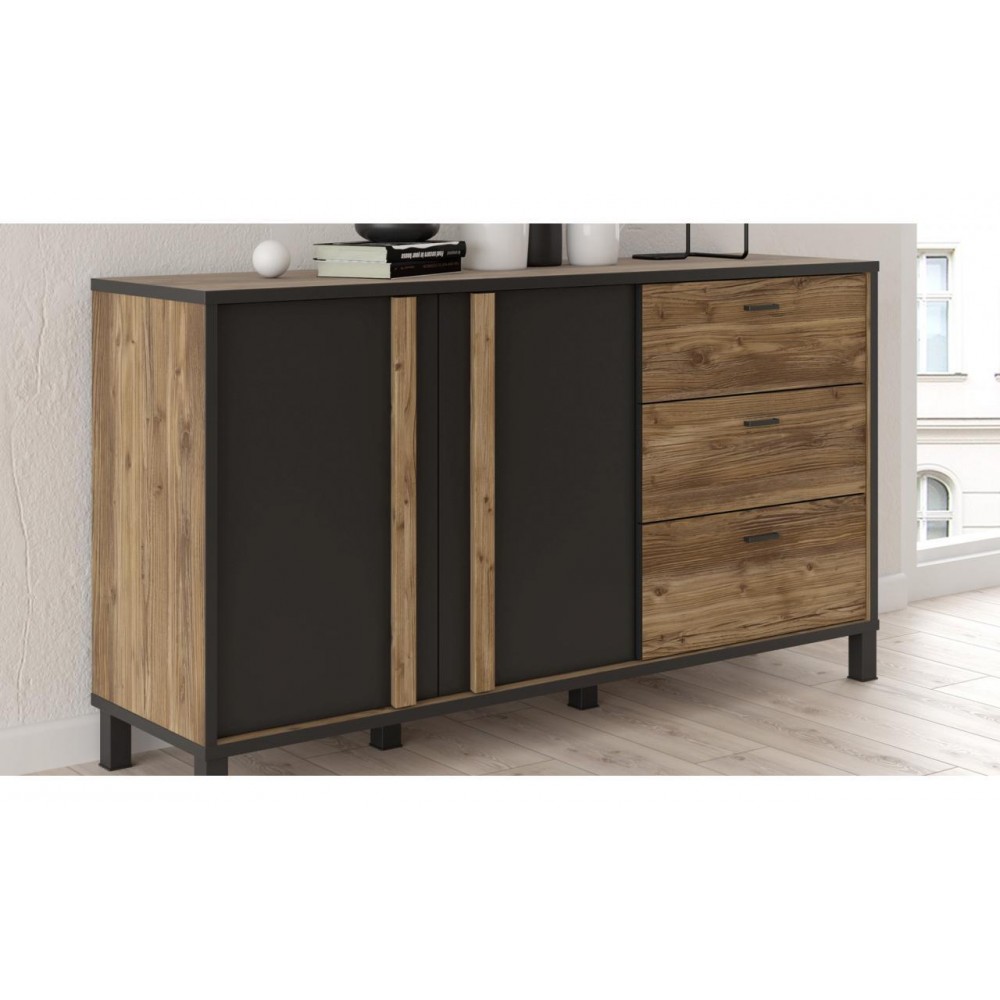 Комод лівий HYTK231L-M215 HAYATO FORTE чорний/альпійська ялина