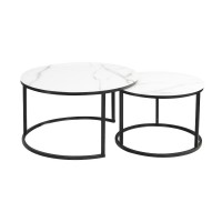 Журнальный столик (комплект 2 шт.) Atlanta C Signal белый мат/эффект мрамора/черный мат