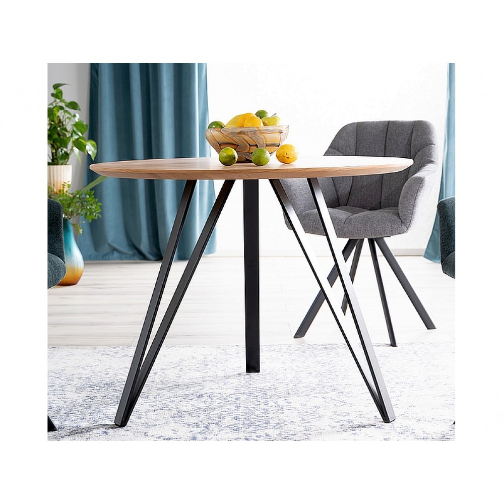 Стіл TETIS 100×100 Signal дуб/чорний