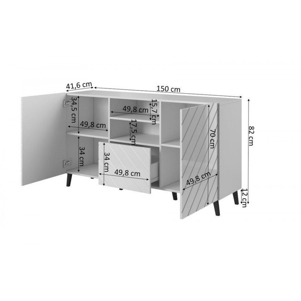 Комод ABETO Cama сірий/сірий глянець