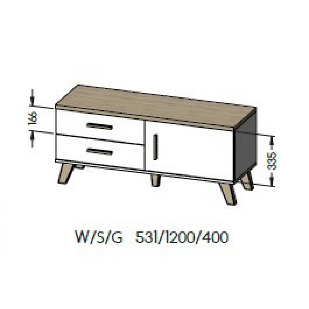 Тумба під ТВ LOTTA 120 1D2S Cama дуб вотан/чорний