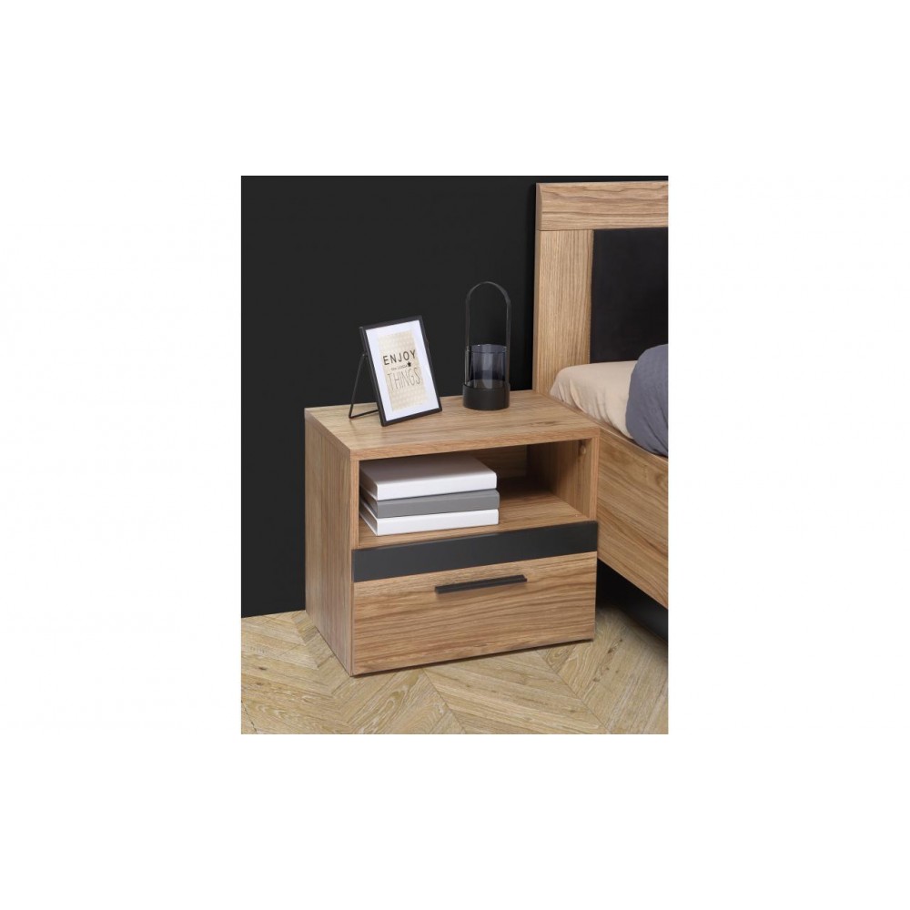Тумба приліжкова DQLK011 M301 DALATE Forte дуб катання/чорний