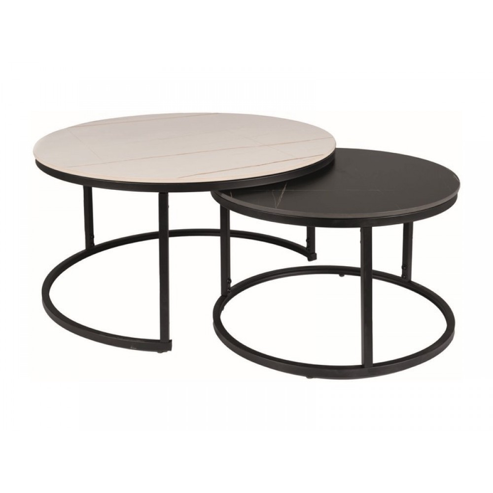 Журнальный столик (комплект) Ferrante B белый+черный эффект мрамора/черный Signal