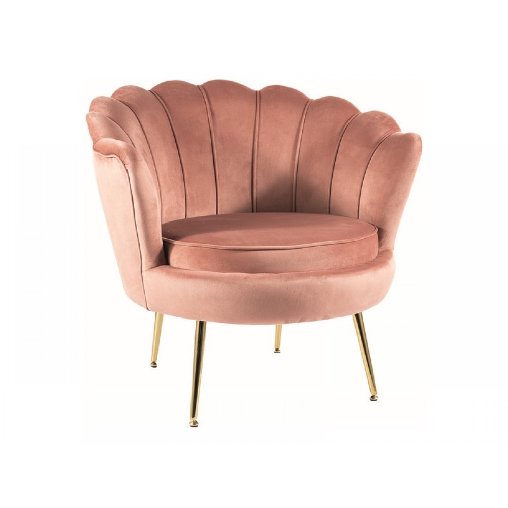 Крісло Camellia 1 Velvet рожевий/золотий Signal Крісло Camellia 1 Velvet рожевий/золотий Signal