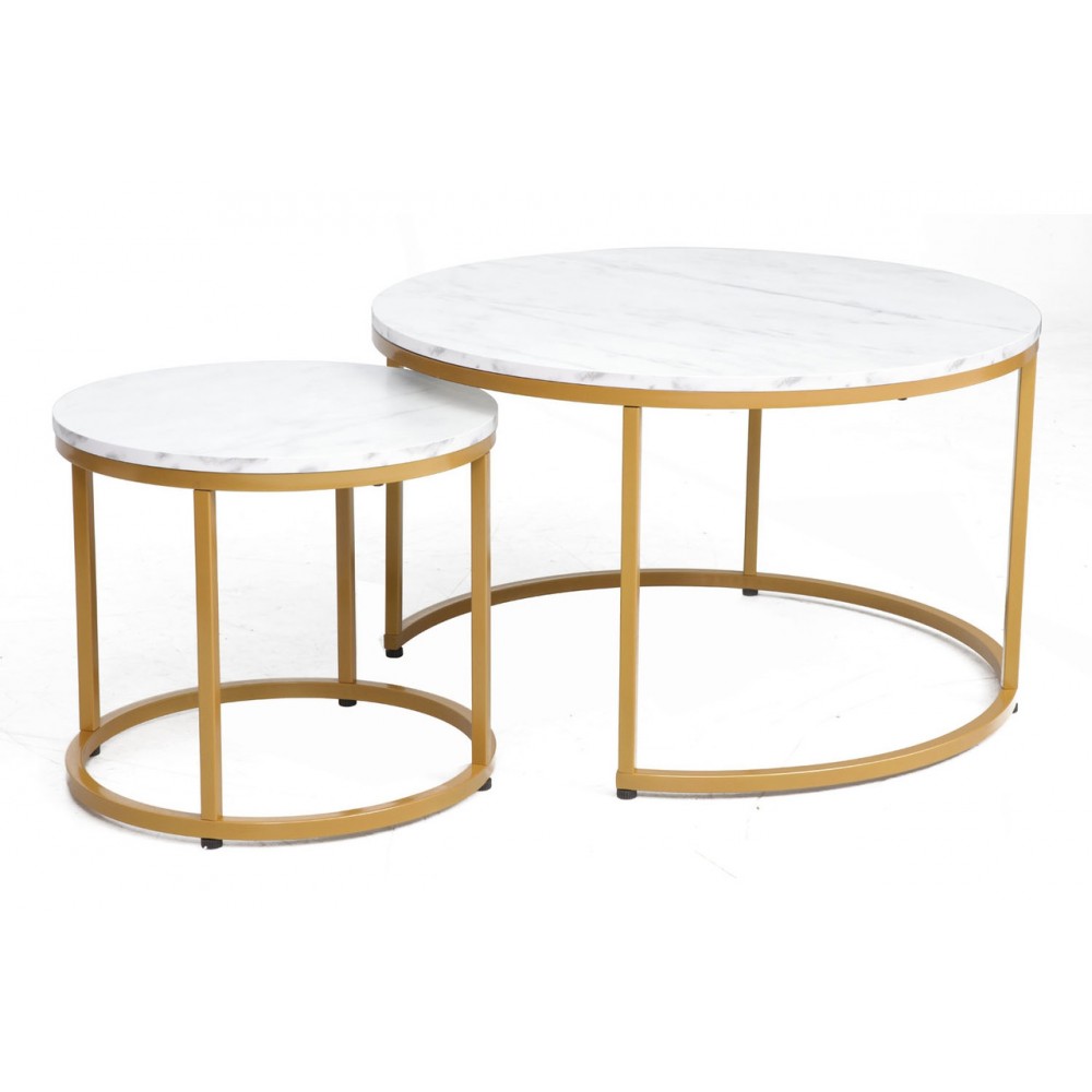 Журнальний столик (комплект) Dion білий ефект мармуру/чорний Signal