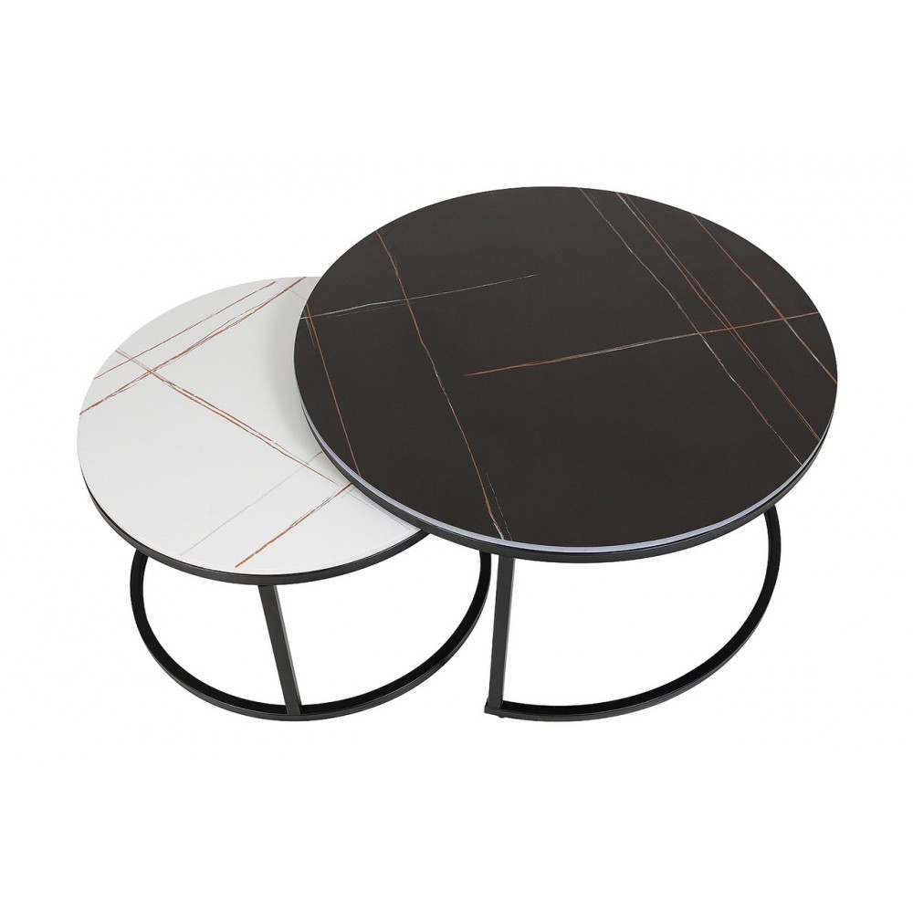 Журнальный столик (комплект) Ferrante B белый+черный эффект мрамора/черный Signal