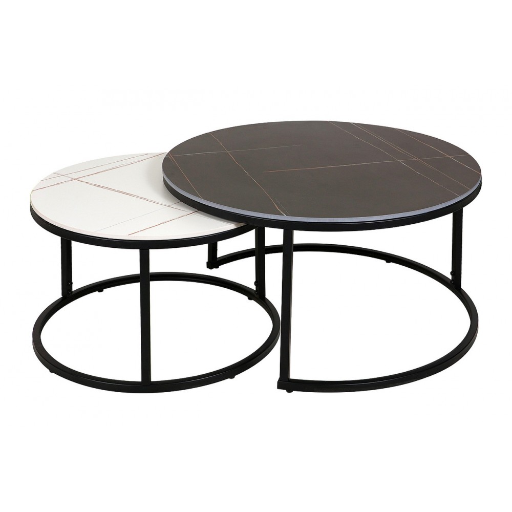Журнальный столик (комплект) Ferrante B белый+черный эффект мрамора/черный Signal
