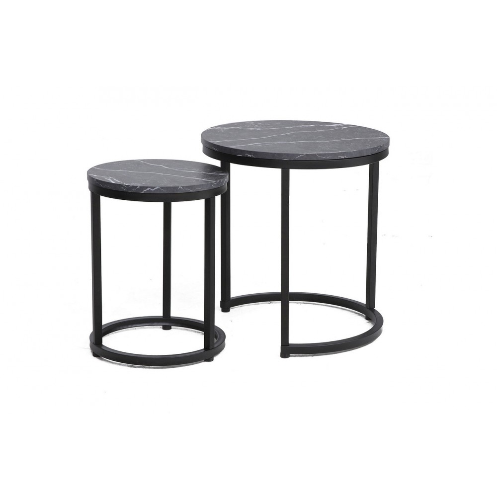 Журнальний столик (комплект) Hola білий ефект мармуру/чорний Signal