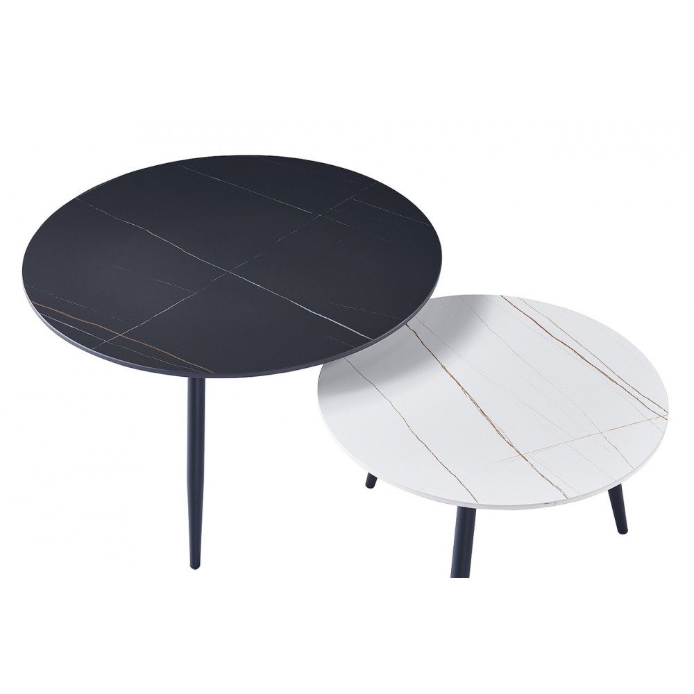 Журнальный столик (комплект) Kora B белый+черный эффект мрамора/черный Signal