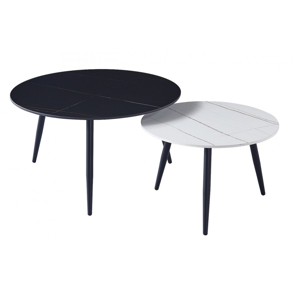 Журнальный столик (комплект) Kora B белый+черный эффект мрамора/черный Signal