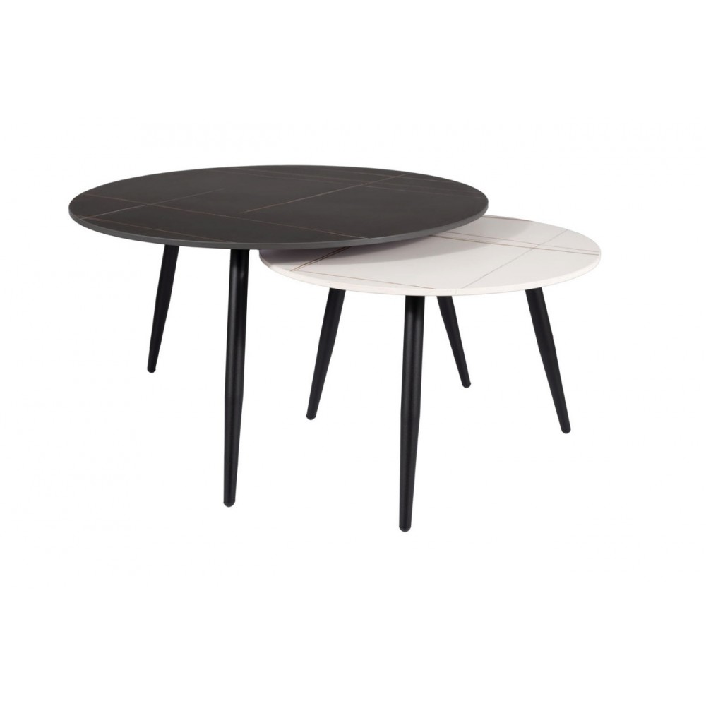 Журнальный столик (комплект) Kora B белый+черный эффект мрамора/черный Signal