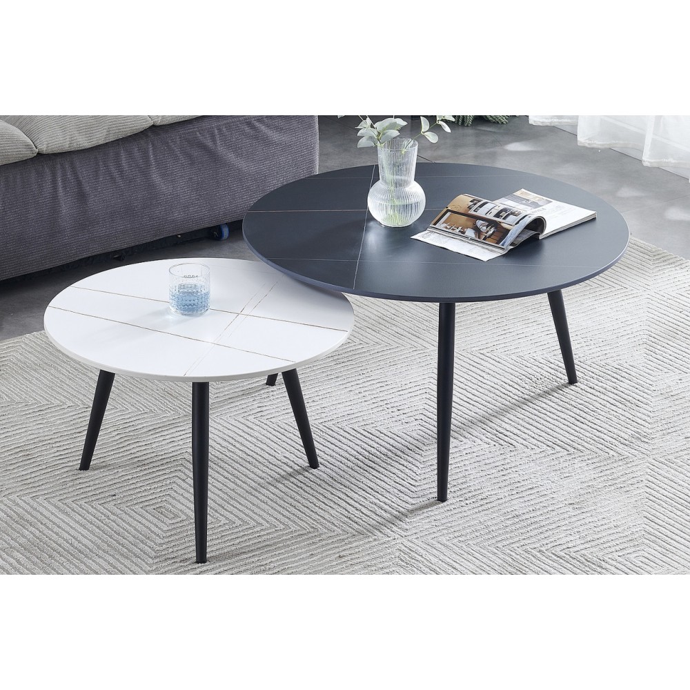 Журнальный столик (комплект) Kora C серый эффект мрамора/черный Signal