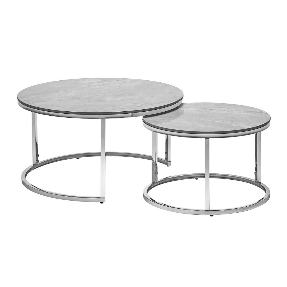 Журнальний столик (комплект) Portafino A білий ефект мармуру/золотий Signal