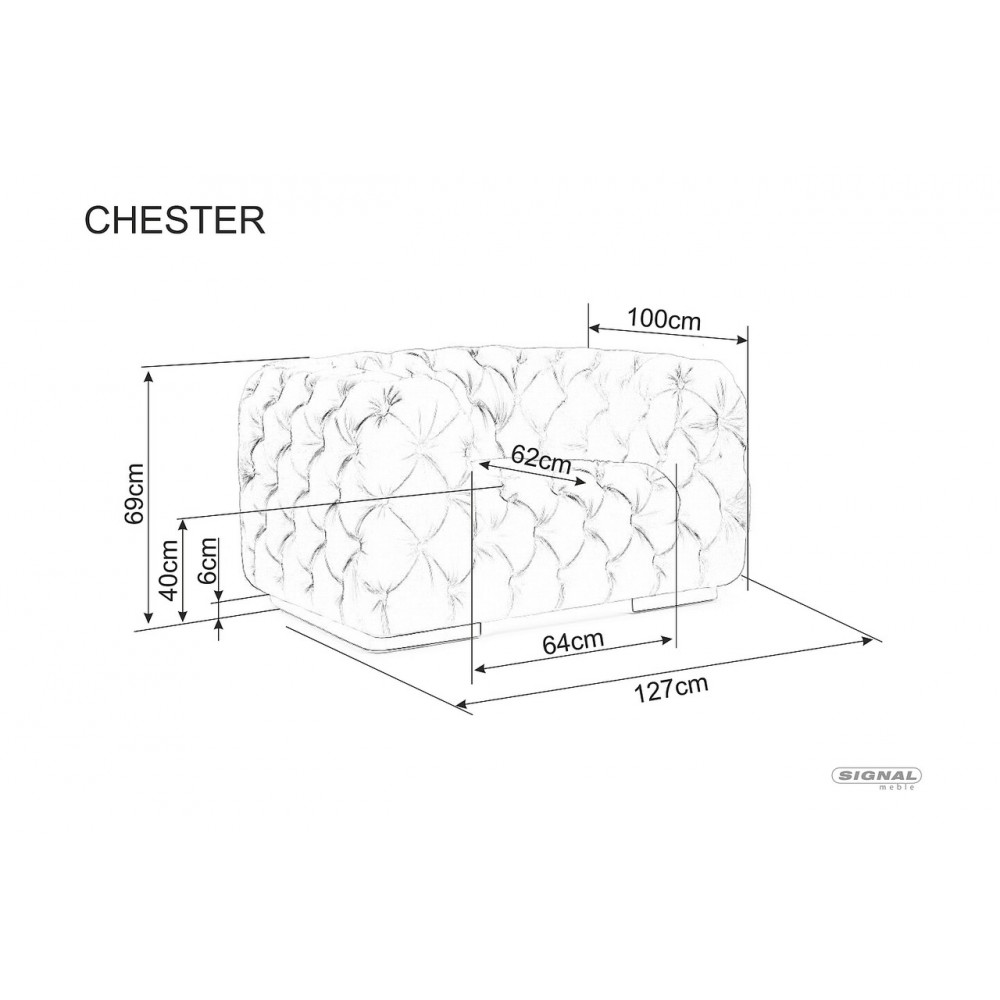 Софа Chester Velvet 2 сірий/золотий Signal