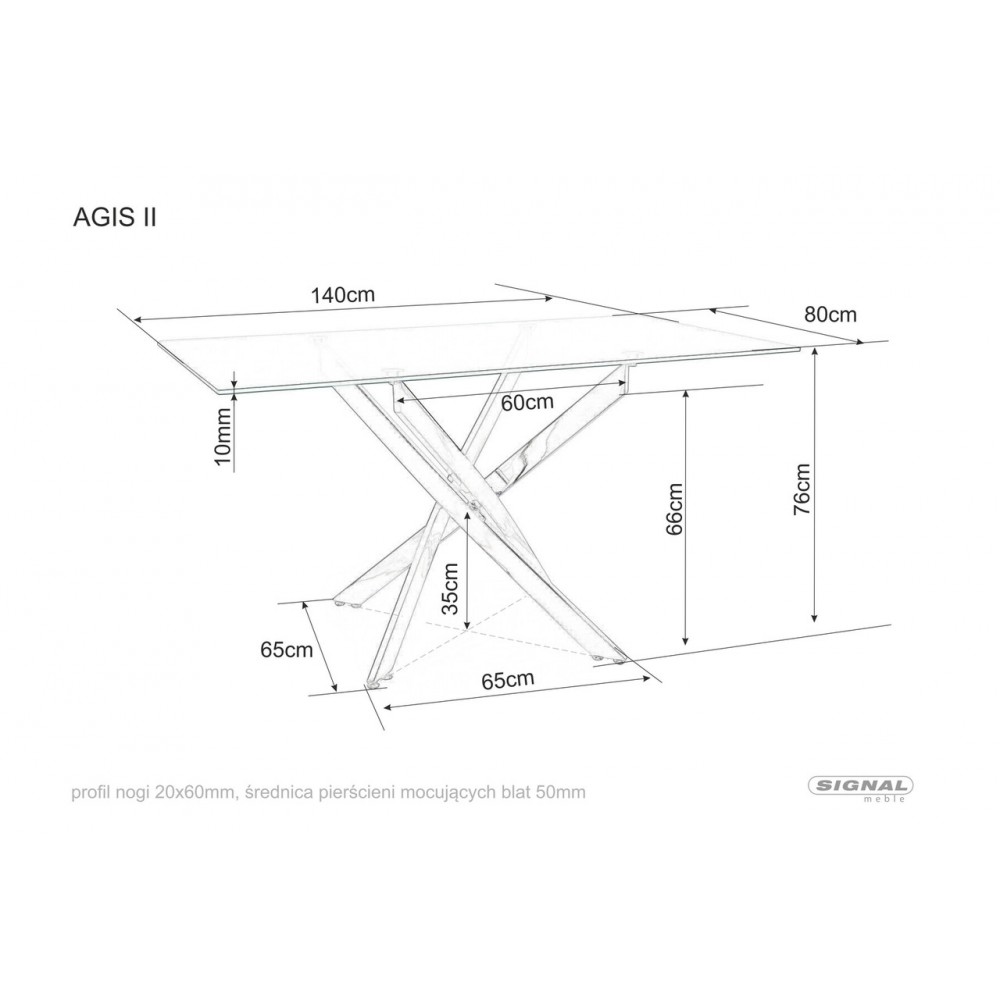 Стол Agis II прозрачный/хром Signal
