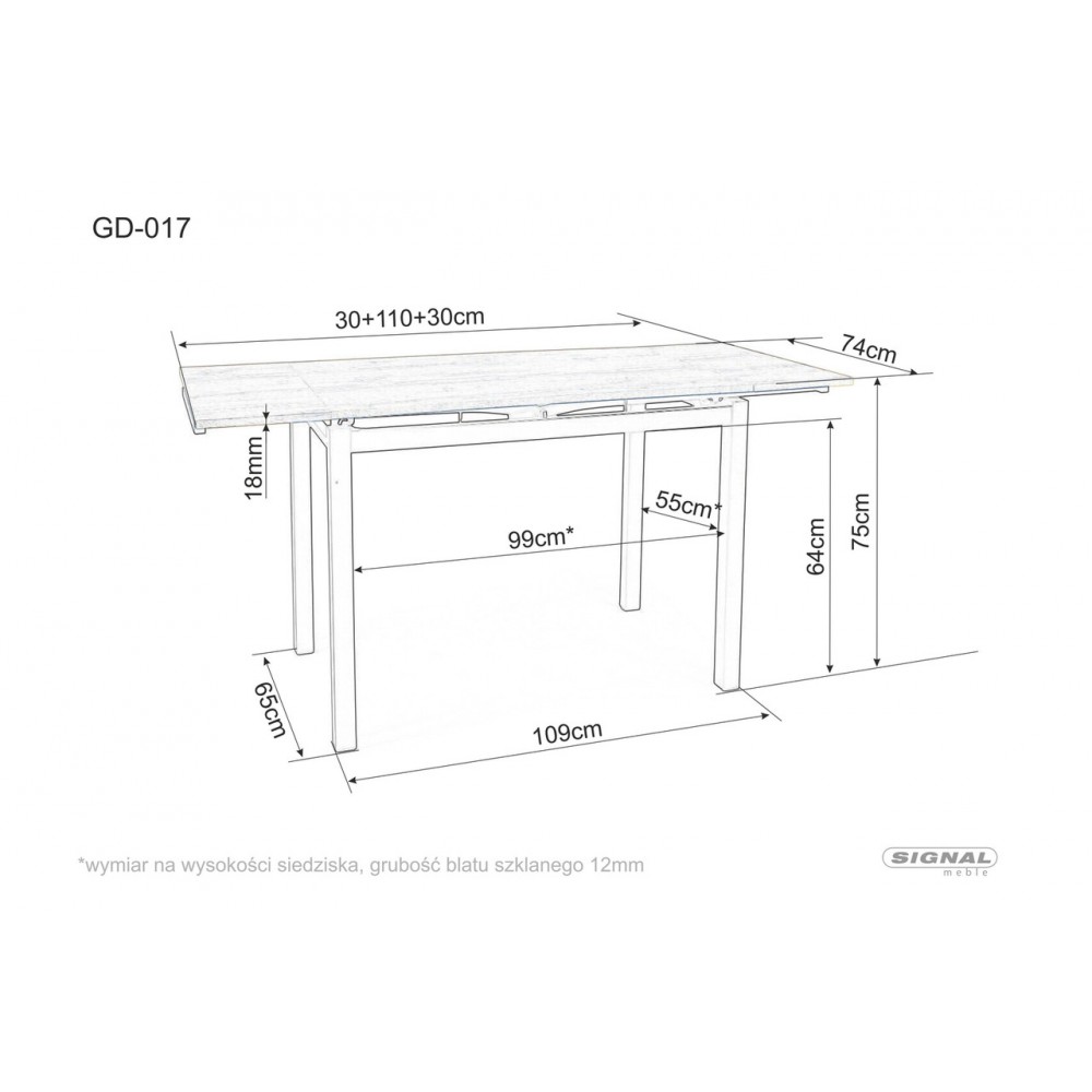 Стіл GD-017 дуб артисан/чорний Signal Стіл GD-017 дуб артисан/чорний Signal