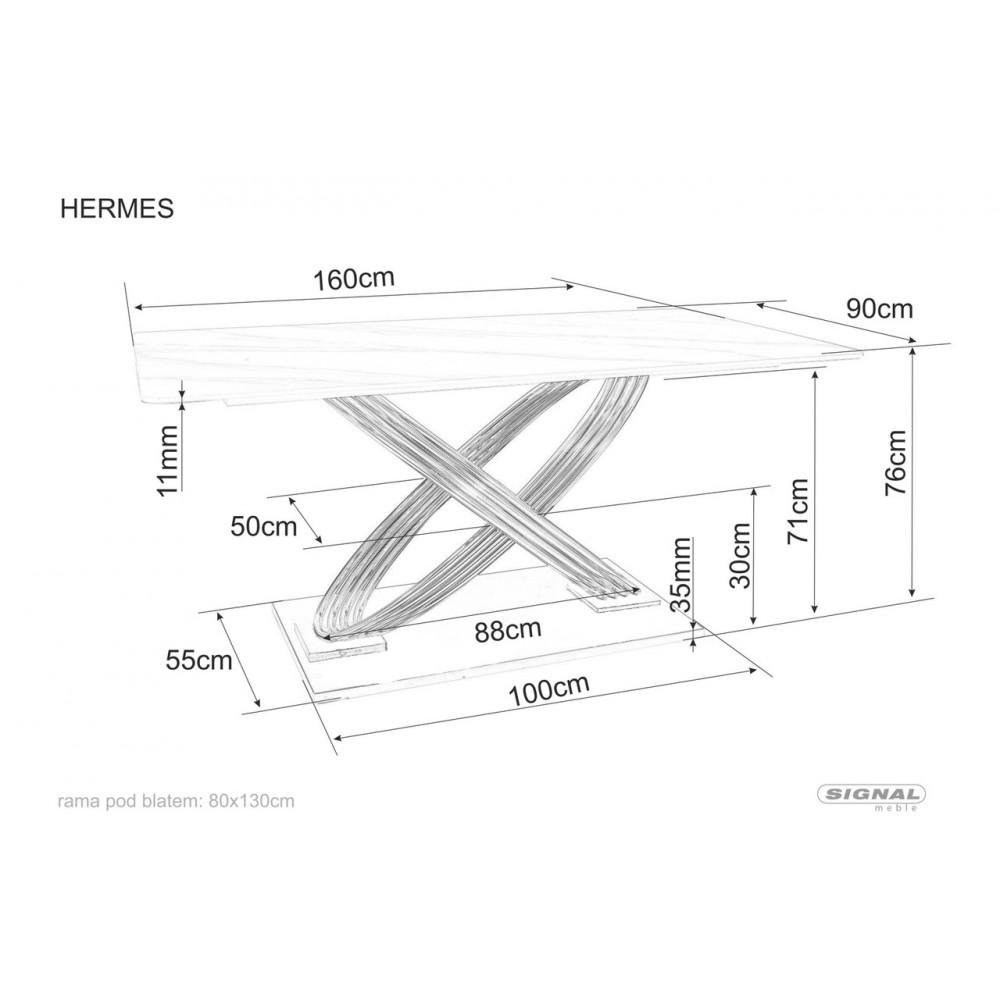 Стіл Hermes білий ефект мармуру/золотий Signal
