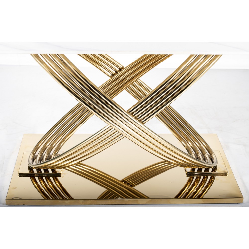 Стіл Hermes білий ефект мармуру/золотий Signal