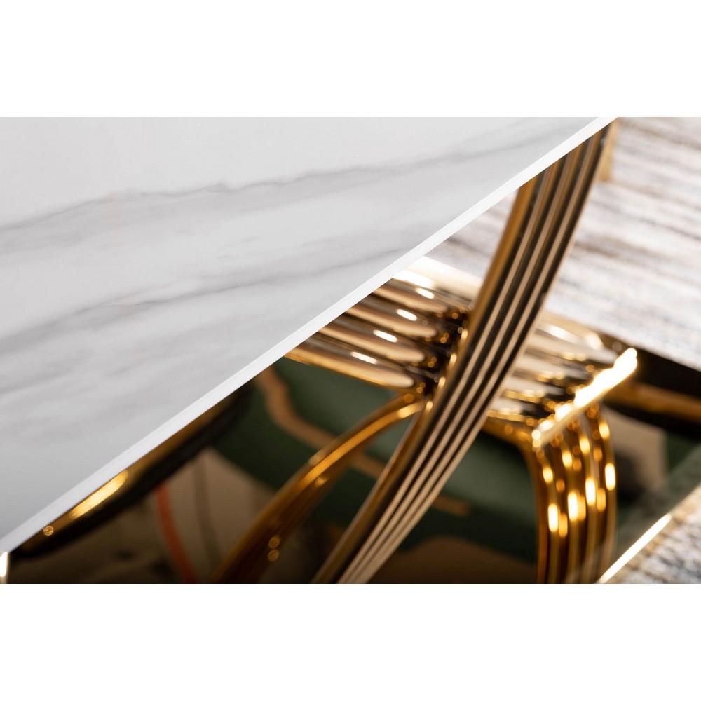 Стіл Hermes білий ефект мармуру/золотий Signal