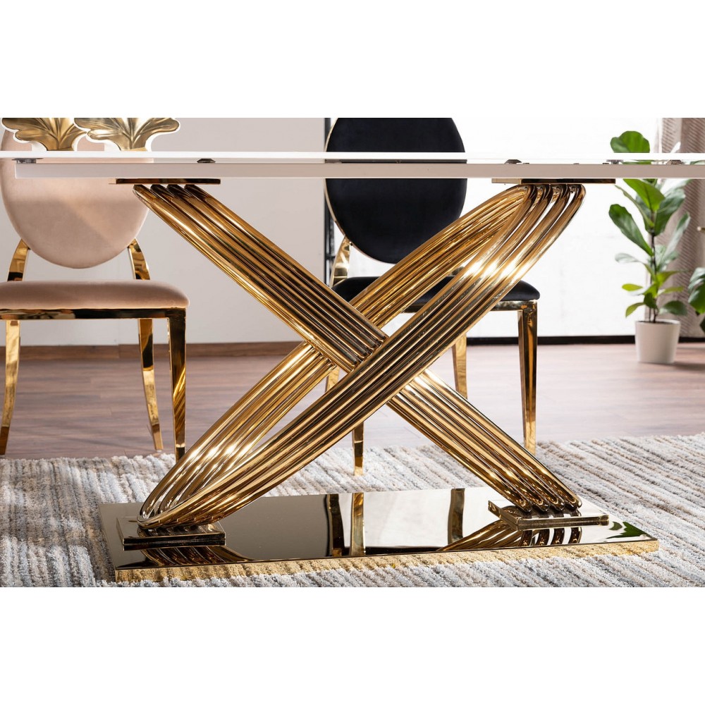 Стіл Hermes білий ефект мармуру/золотий Signal