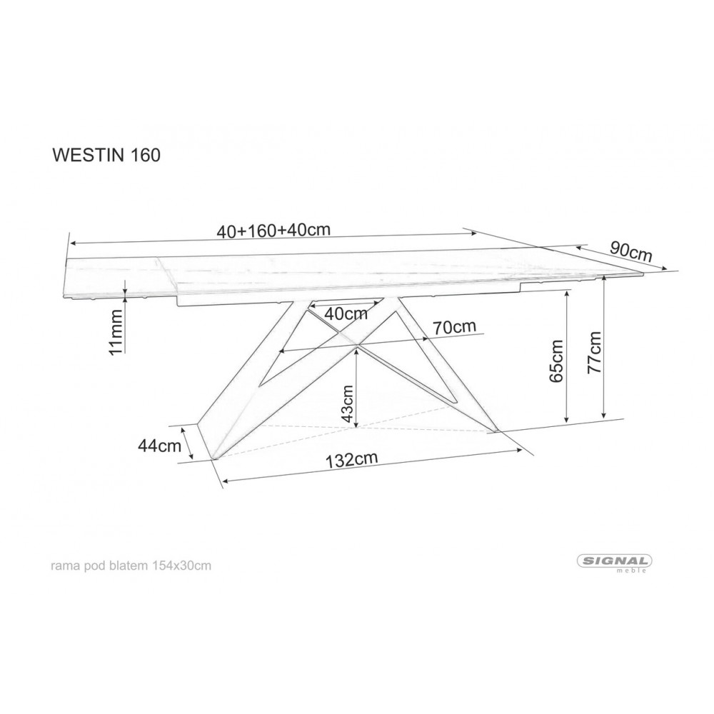 Стіл Westin Ceramic бірюзовий/чорний Signal