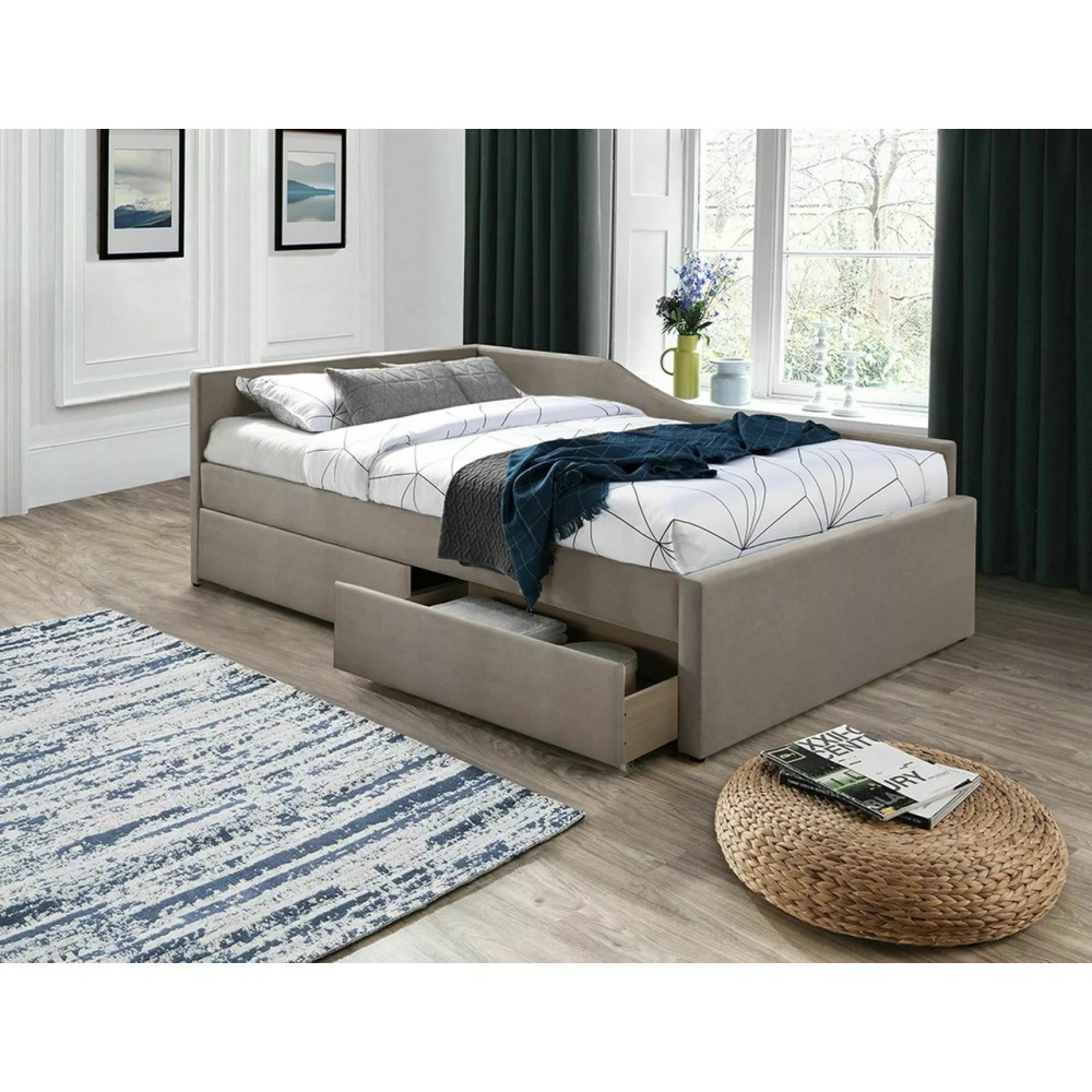 Кровать Eliot Velvet 120x200 Signal темно-бежевый